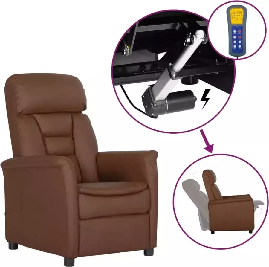 Prolenta Premium Fauteuil verstelbaar elektrisch kuntsleer bruin- Fauteuil Fauteuils met armleuning Hoes stretch Relax Design