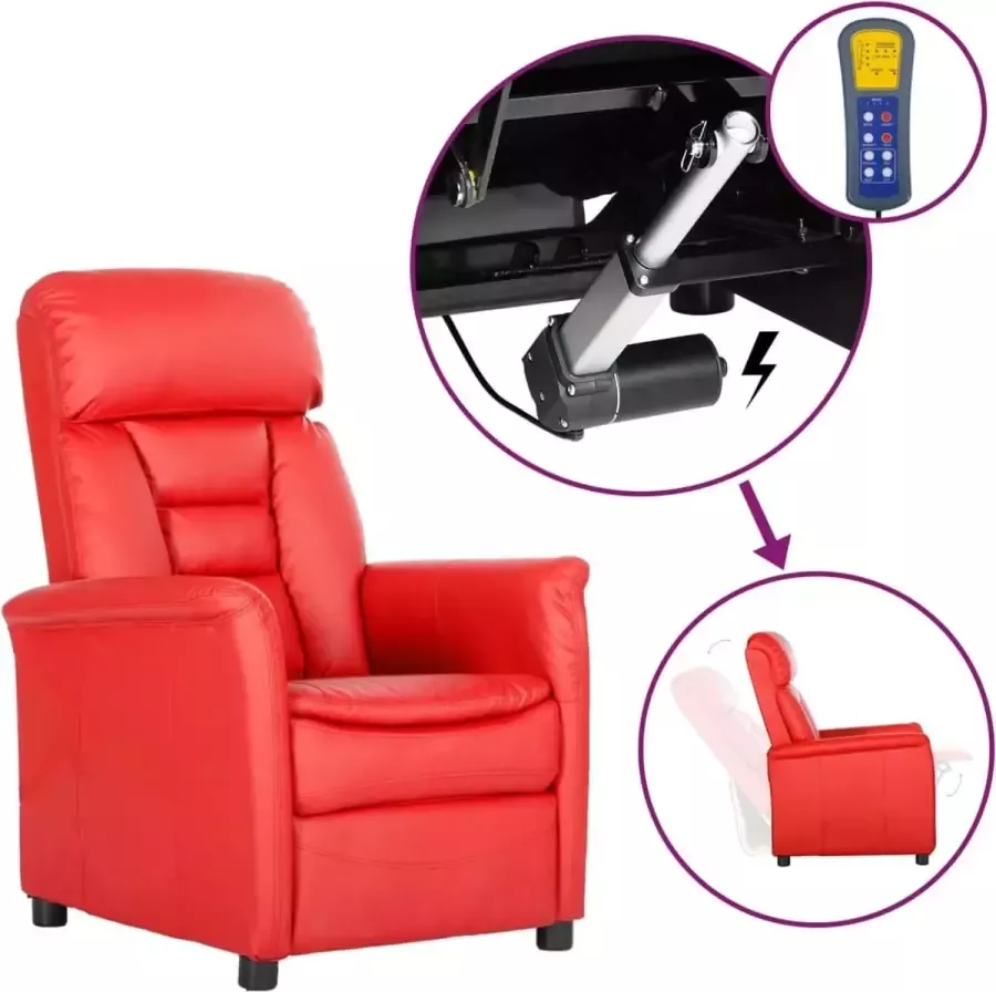 Prolenta Premium Fauteuil verstelbaar elektrisch kuntsleer rood- Fauteuil Fauteuils met armleuning Hoes stretch Relax Design