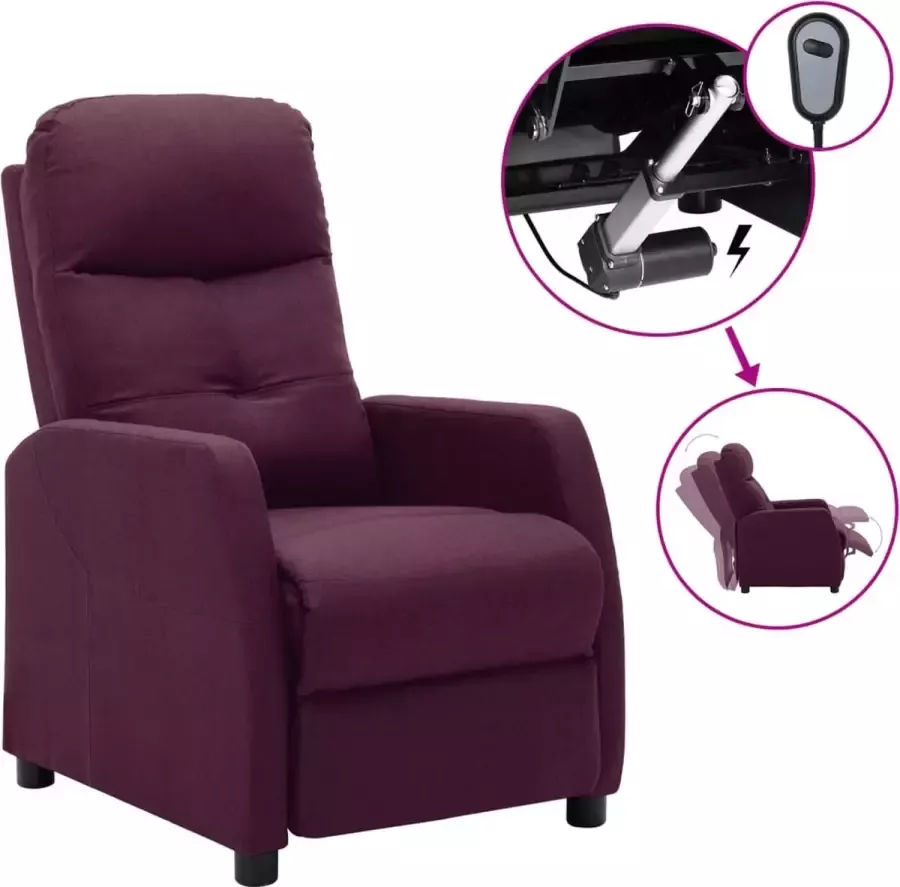 ForYou Prolenta Premium Fauteuil verstelbaar elektrisch stof paars- Fauteuil Fauteuils met armleuning Hoes stretch Relax Design