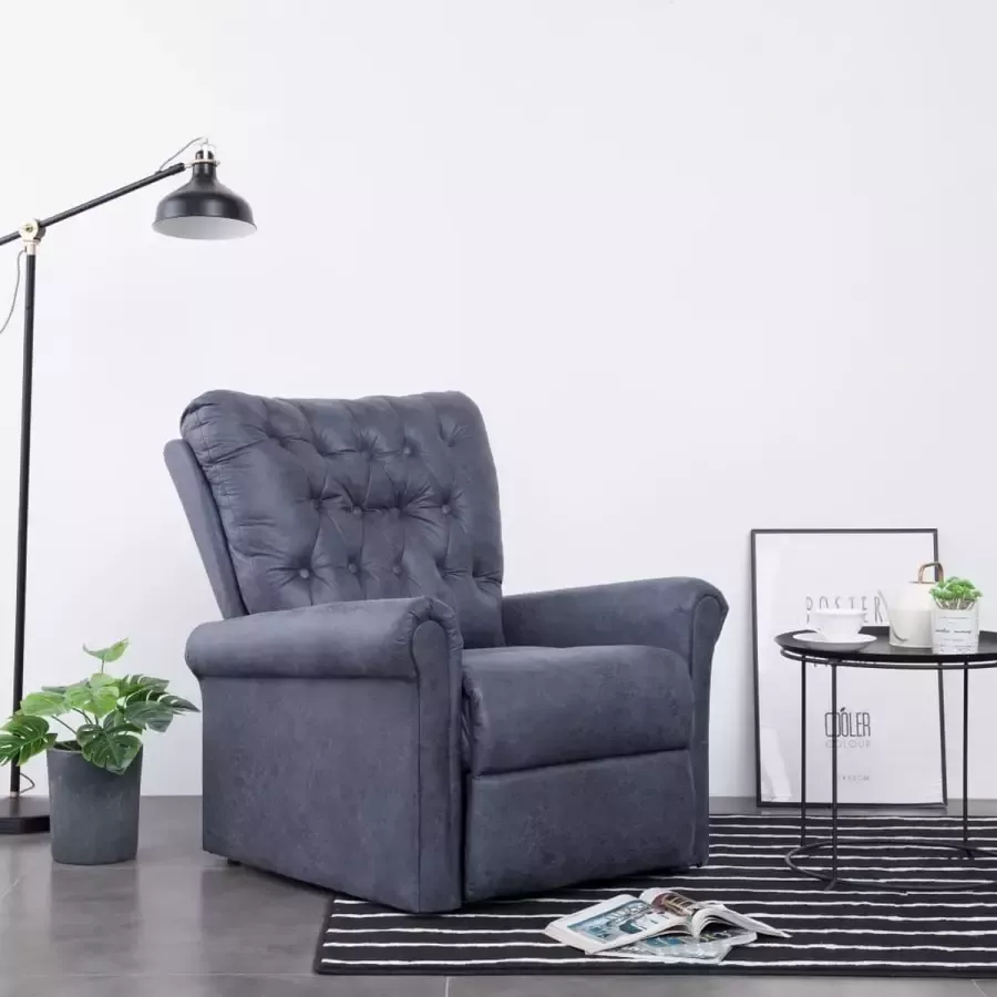 Prolenta Premium Fauteuil verstelbaar kunstsuède grijs- Fauteuil Fauteuils met armleuning Hoes stretch Relax Design