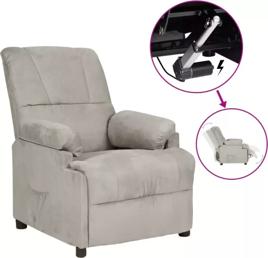 Prolenta Premium Fauteuil verstelbaar kunstsuède lichtgrijs- Fauteuil Fauteuils met armleuning Hoes stretch Relax Design