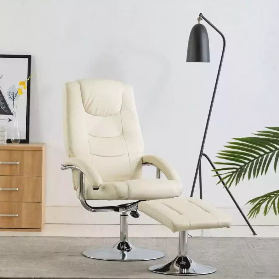 Prolenta Premium Fauteuil verstelbaar met voetenbankje kunstleer crèmewit- Fauteuil Fauteuils met armleuning Hoes stretch Relax Design