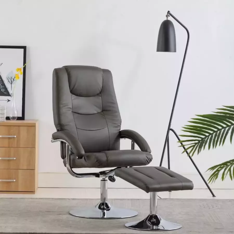 Prolenta Premium Fauteuil verstelbaar met voetenbankje kunstleer grijs- Fauteuil Fauteuils met armleuning Hoes stretch Relax Design - Foto 2