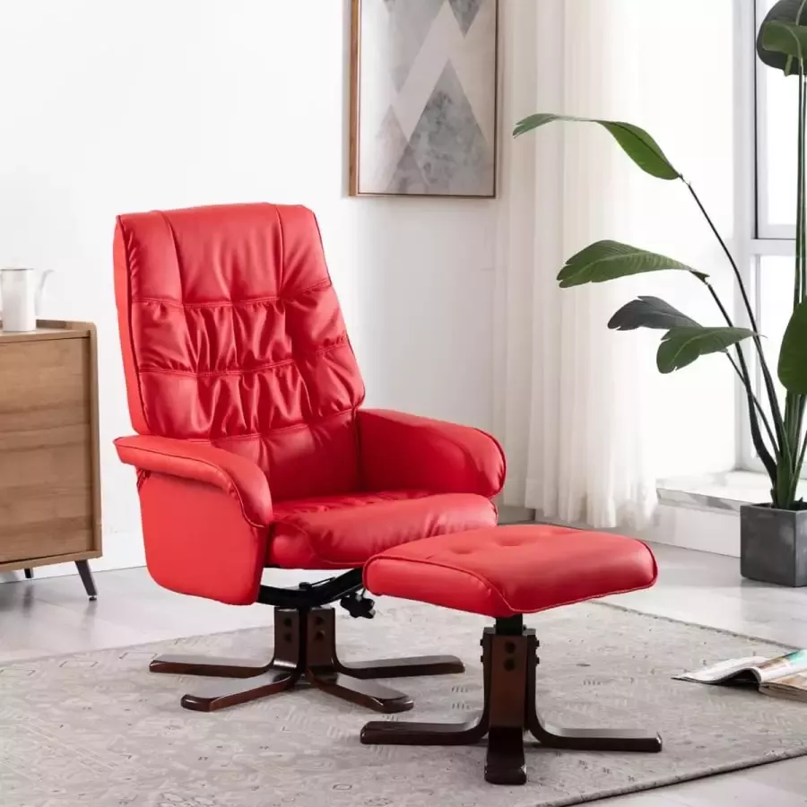 ForYou Prolenta Premium Fauteuil verstelbaar met voetenbankje kunstleer rood- Fauteuil Fauteuils met armleuning Hoes stretch Relax Design