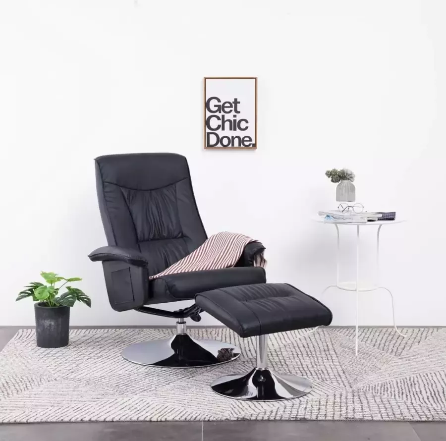 Prolenta Premium Fauteuil verstelbaar met voetenbankje kunstleer zwart