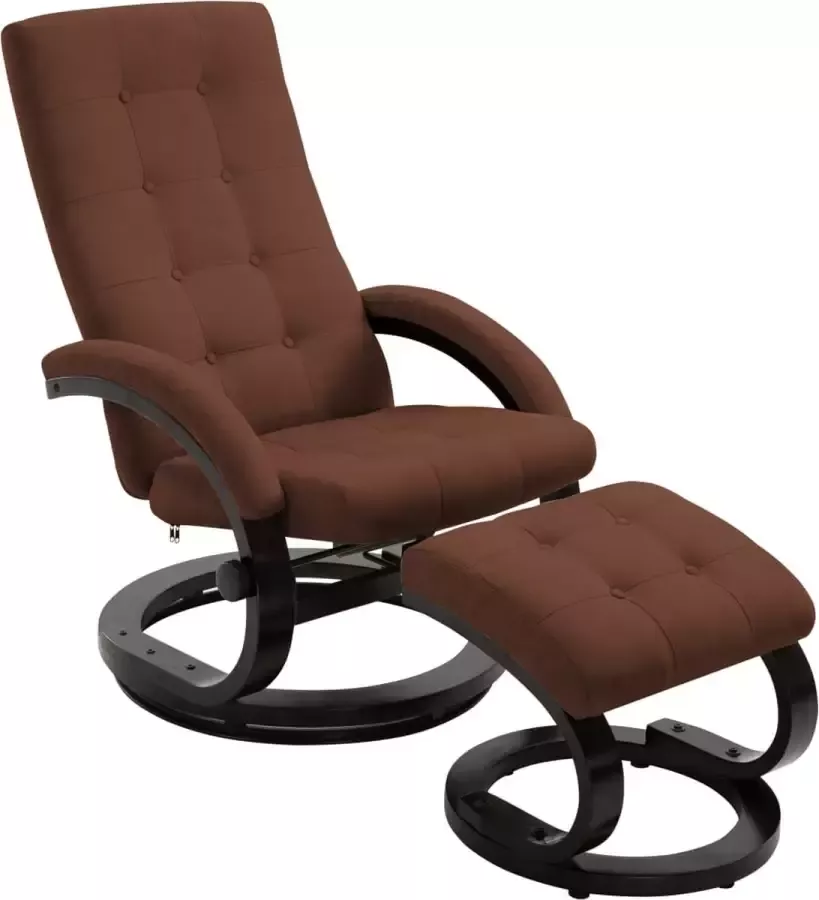Prolenta Premium Fauteuil verstelbaar met voetenbankje suède stof bruin