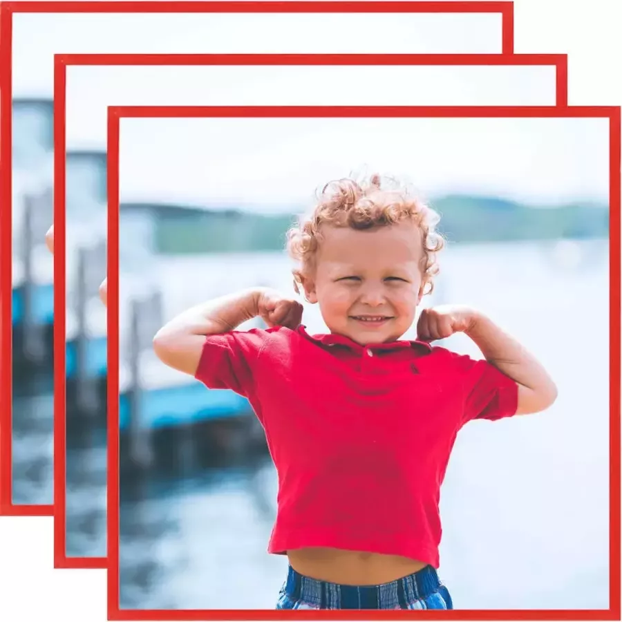Prolenta Premium Fotolijsten 3 st voor wand of tafel 30x30 cm MDF rood