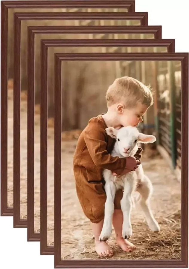 Prolenta Premium Fotolijsten 5 st voor wand of tafel 13x18 cm MDF bruin