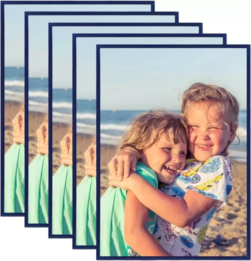 Prolenta Premium Fotolijsten 5 st voor wand of tafel 15x21 cm MDF blauw