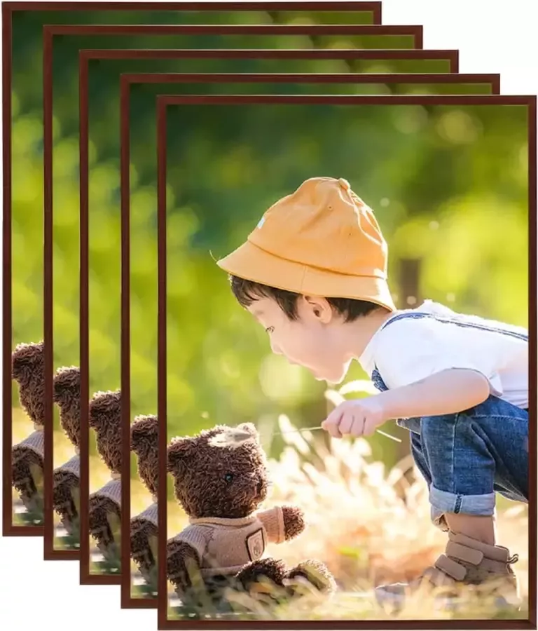 Prolenta Premium Fotolijsten 5 st voor wand of tafel 15x21 cm MDF bronskleurig
