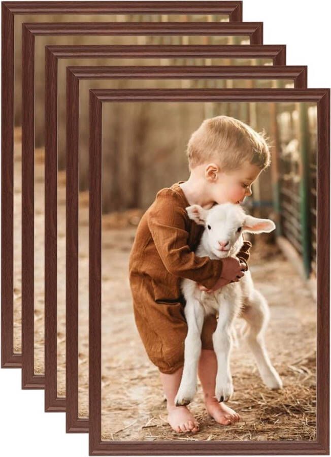 Prolenta Premium Fotolijsten 5 st voor wand of tafel 21x29 7 cm MDF bruin