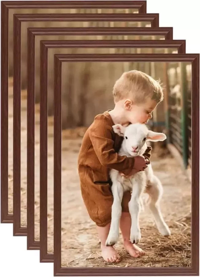 Prolenta Premium Fotolijsten 5 st voor wand of tafel 21x29 7 cm MDF bruin