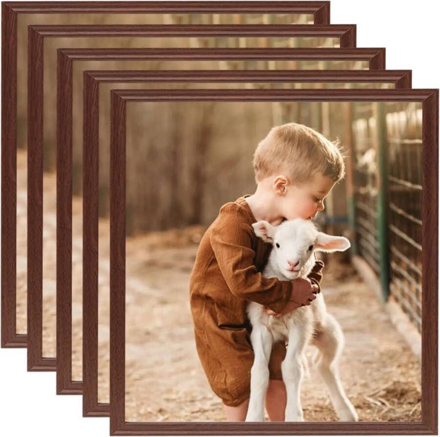 Prolenta Premium Fotolijsten 5 st voor wand of tafel 40x40 cm MDF bruin