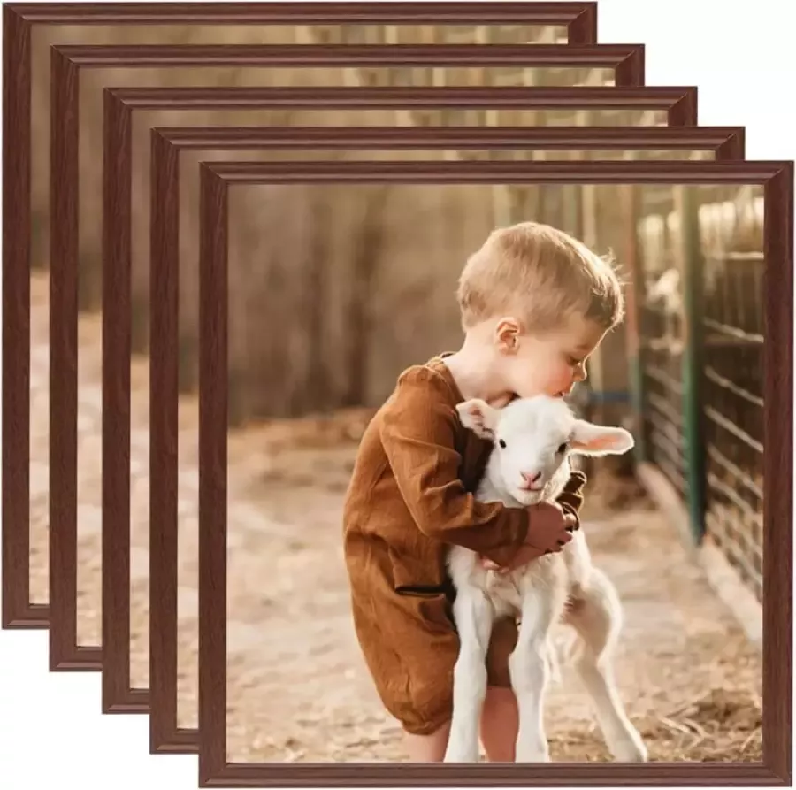 Prolenta Premium Fotolijsten 5 st voor wand of tafel 40x40 cm MDF bruin