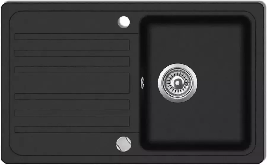 Prolenta Premium Gootsteen graniet enkele spoelbak met afvoer omkeerbaar zwart