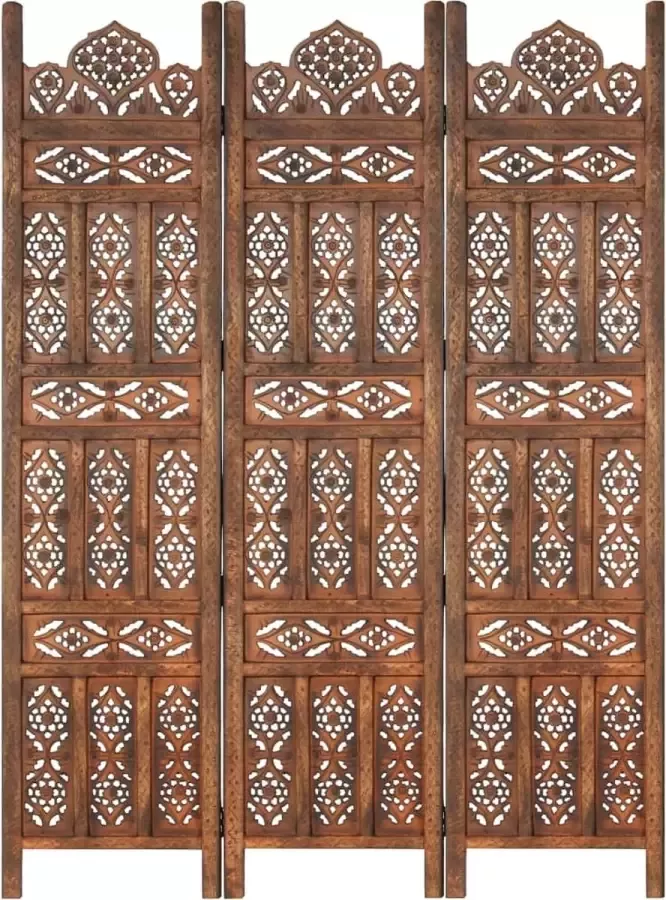 Prolenta Premium Kamerscherm 3 panelen handgesneden 120x165 cm mangohout bruin