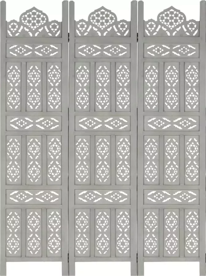 Prolenta Premium Kamerscherm 3 panelen handgesneden 120x165 cm mangohout grijs