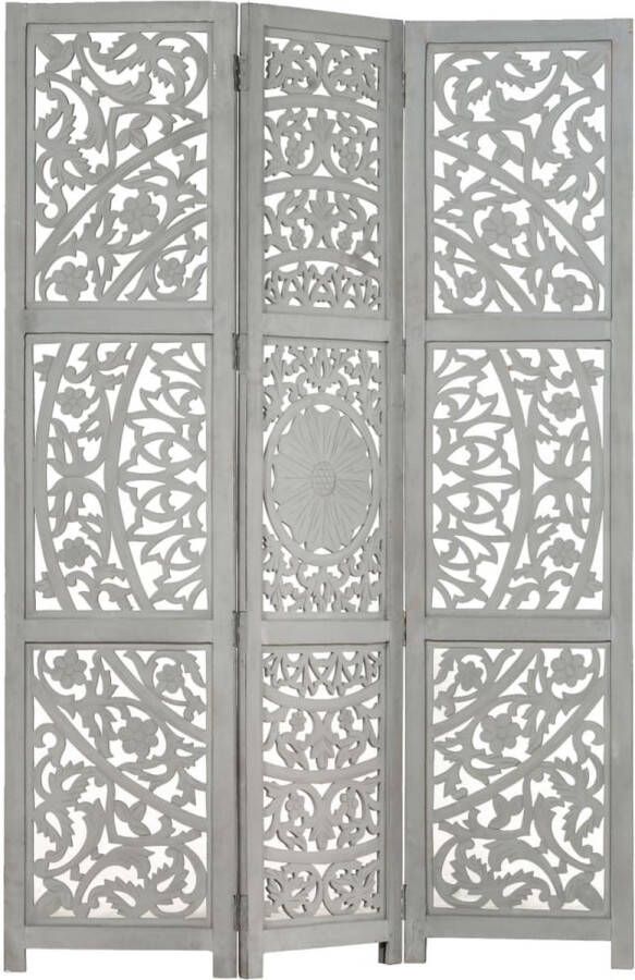 Prolenta Premium Kamerscherm 3 panelen handgesneden 120x165 cm mangohout grijs