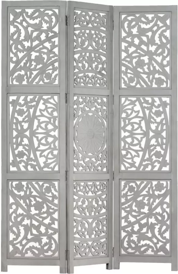 Prolenta Premium Kamerscherm 3 panelen handgesneden 120x165 cm mangohout grijs