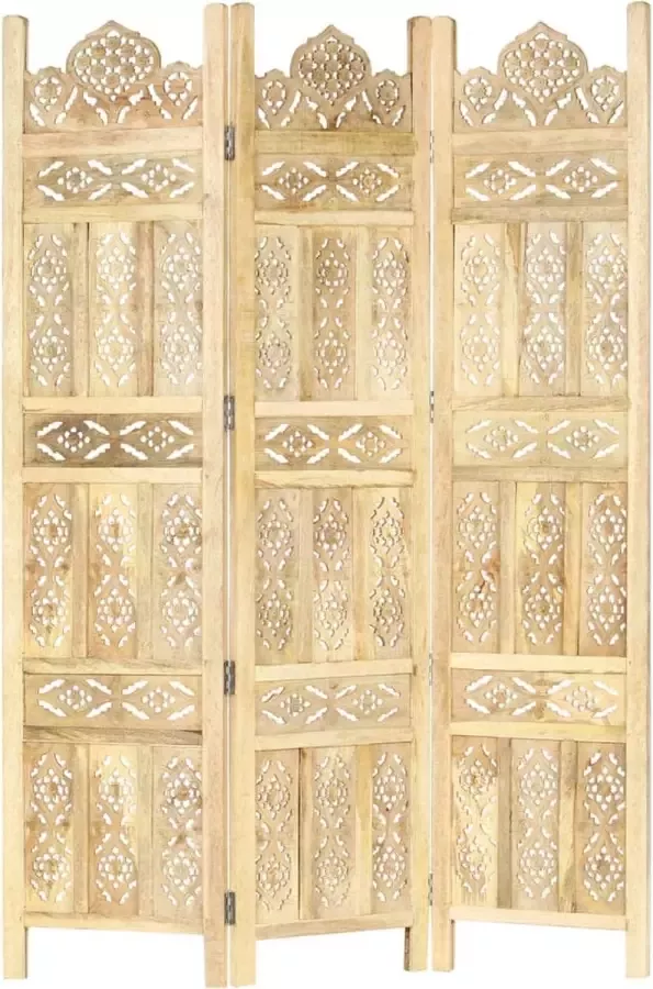 Prolenta Premium Kamerscherm 3 panelen handgesneden 120x165 cm massief mangohout