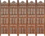 Prolenta Premium Kamerscherm 5 panelen handgesneden 200x165 cm mangohout bruin - Thumbnail 1