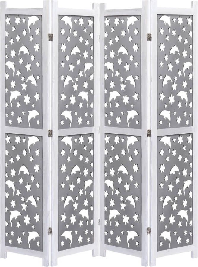 Prolenta Premium Kamerscherm met 4 panelen 140x165 cm massief hout grijs