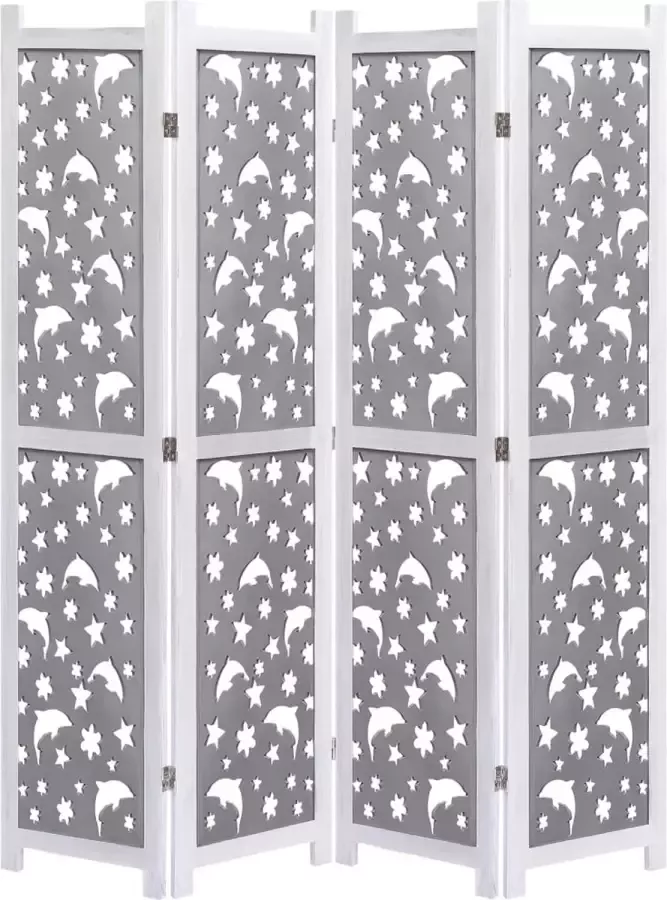 Prolenta Premium Kamerscherm met 4 panelen 140x165 cm massief hout grijs