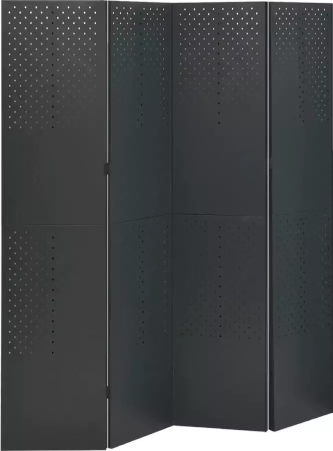 Prolenta Premium Kamerscherm met 4 panelen 160x180 cm staal antracietkleurig