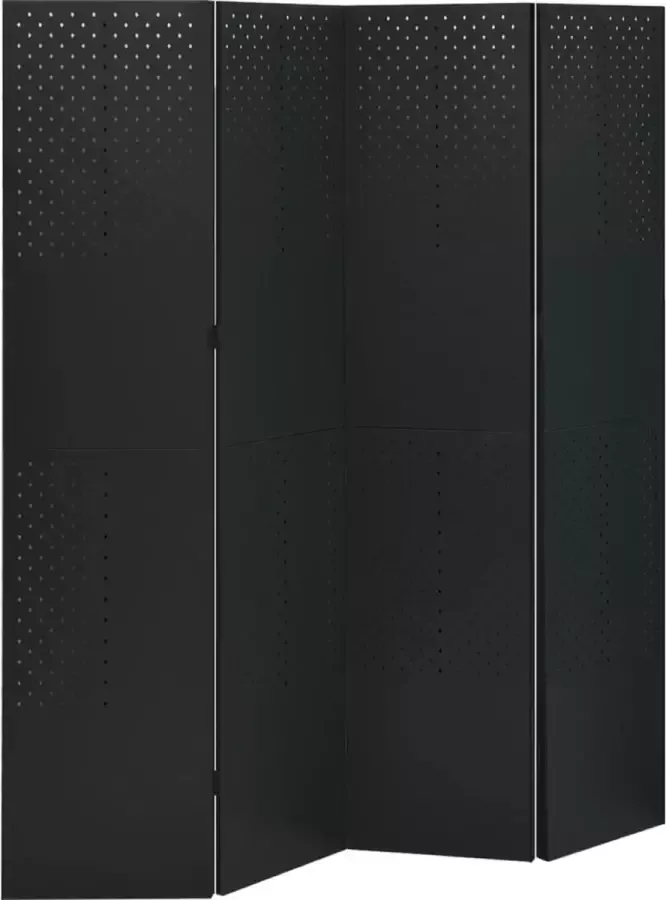 Prolenta Premium Kamerscherm met 4 panelen 160x180 cm staal zwart