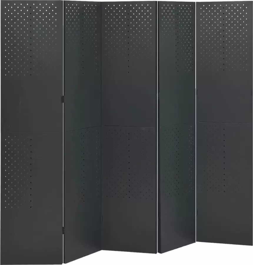 Prolenta Premium Kamerscherm met 5 panelen 200x180 cm staal antracietkleurig