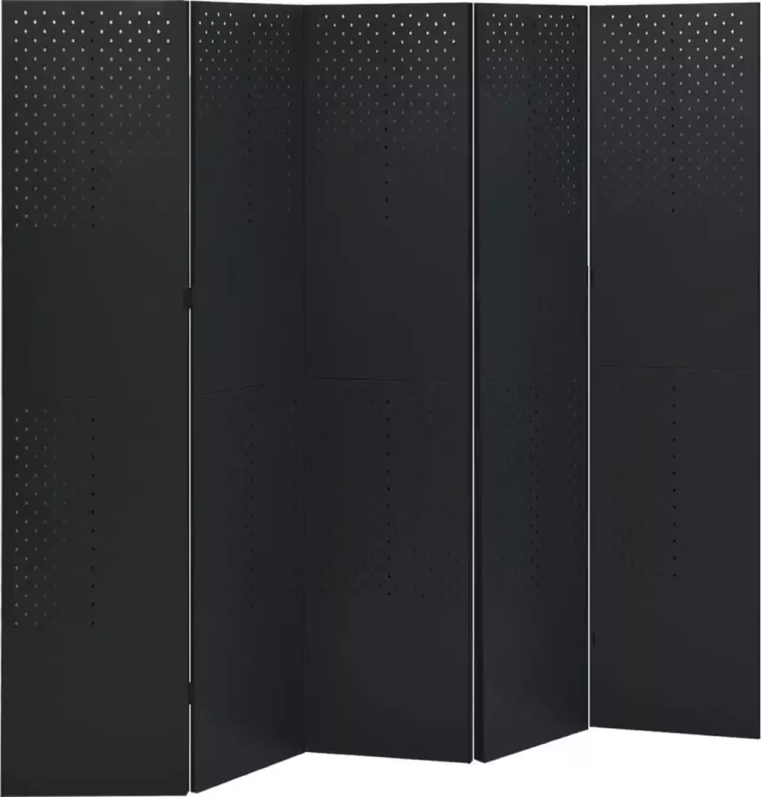 Prolenta Premium Kamerscherm met 5 panelen 200x180 cm staal zwart