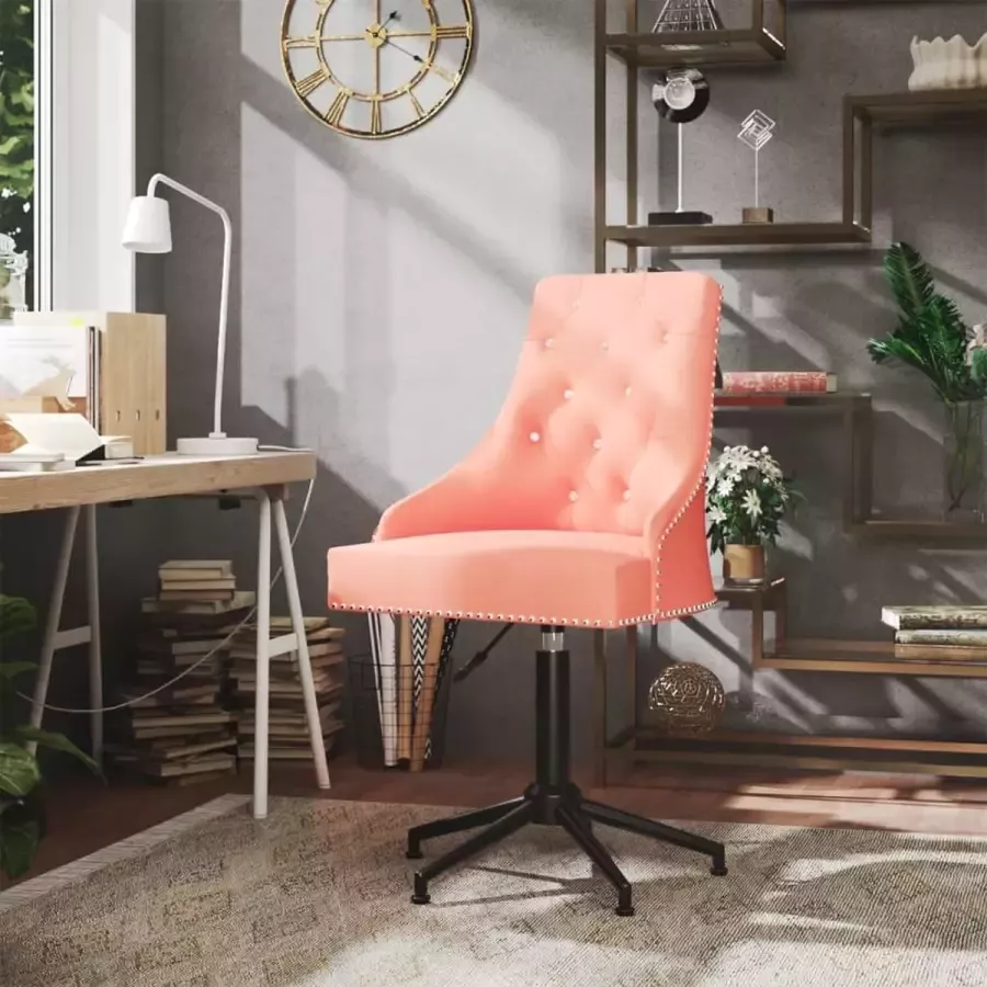Prolenta Premium Kantoorstoel draaibaar fluweel roze