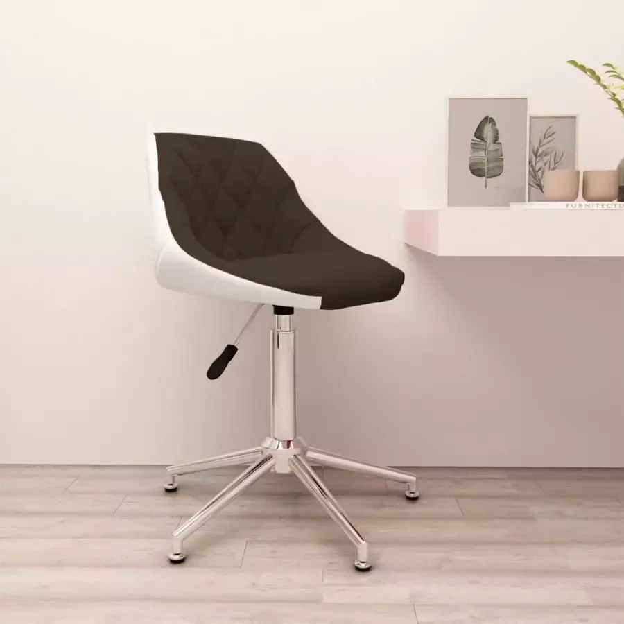 Prolenta Premium Kantoorstoel draaibaar kunstleer bruin en wit