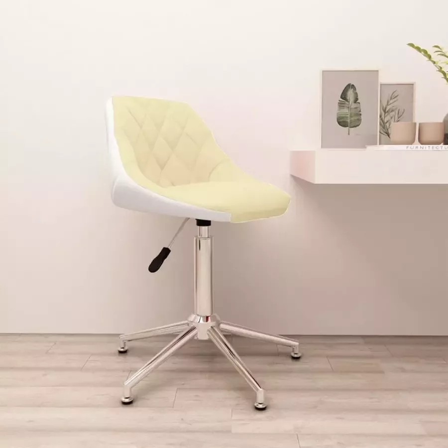 Prolenta Premium Kantoorstoel draaibaar kunstleer crèmekleurig en wit