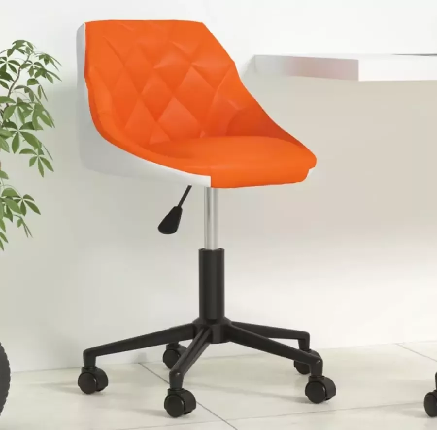Prolenta Premium Kantoorstoel draaibaar kunstleer oranje en wit