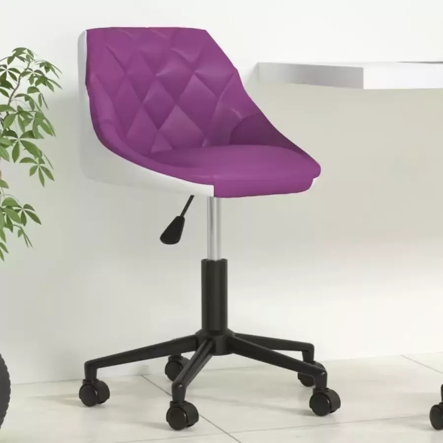 Prolenta Premium Kantoorstoel draaibaar kunstleer paars en wit