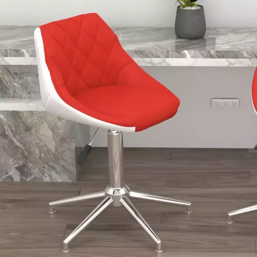 Prolenta Premium Kantoorstoel draaibaar kunstleer rood en wit