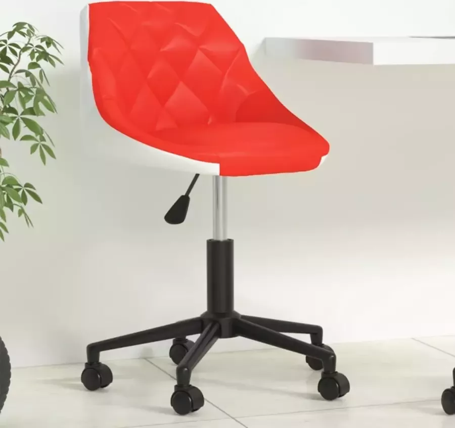 Prolenta Premium Kantoorstoel draaibaar kunstleer rood en wit - Foto 2