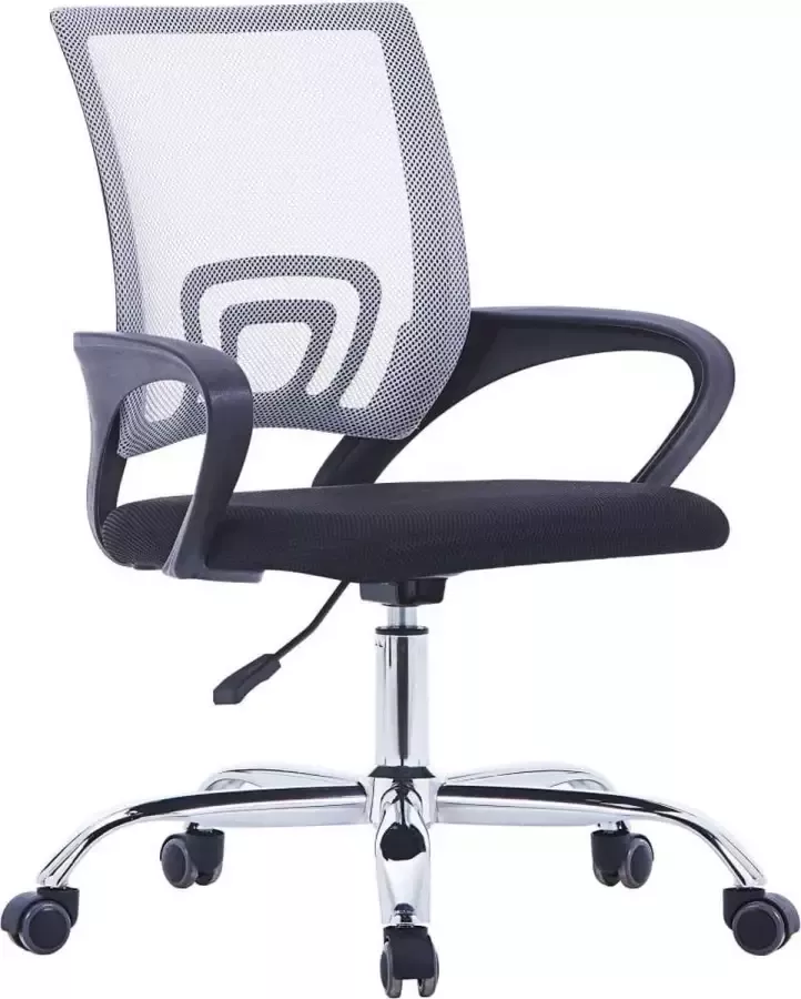 Prolenta Premium vidaXL Kantoorstoel met mesh rugleuning stof grijs