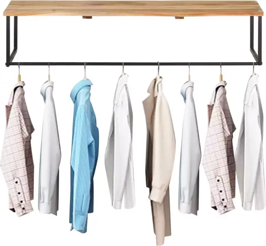 Prolenta Premium Kapstok met schap 100x35x22 cm massief acaciahout