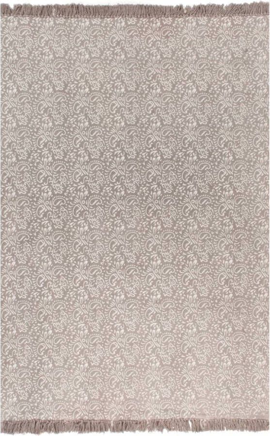 Prolenta Premium Kelim vloerkleed met patroon 120x180 cm katoen taupe