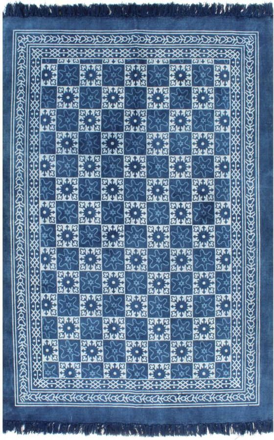 Prolenta Premium Kelim vloerkleed met patroon 160x230 cm katoen blauw