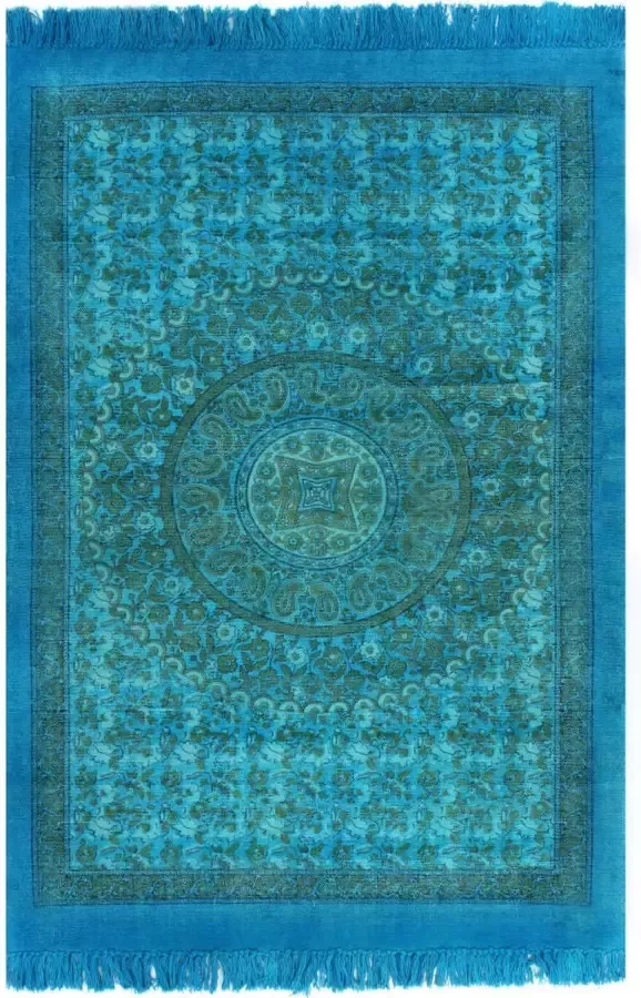 Prolenta Premium Kelim vloerkleed met patroon 160x230 cm katoen turquoise