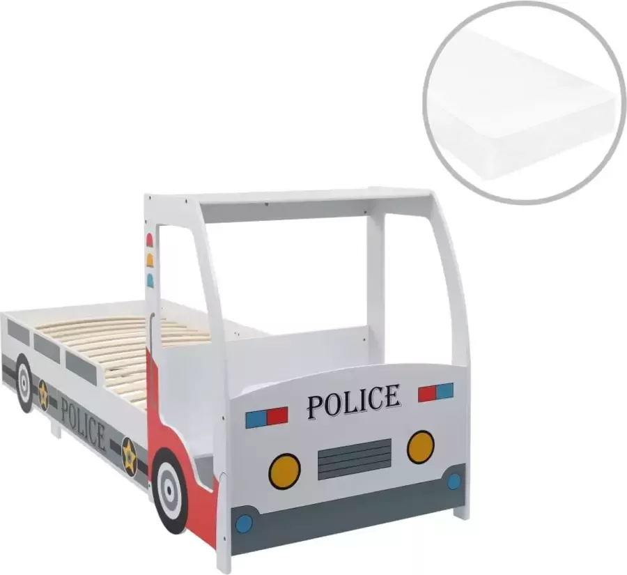 Prolenta Premium Kinderbed politieauto met traagschuim matras 90x200 cm