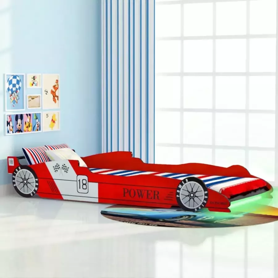 Prolenta Premium Kinderbed raceauto met LED-verlichting rood 90x200 cm