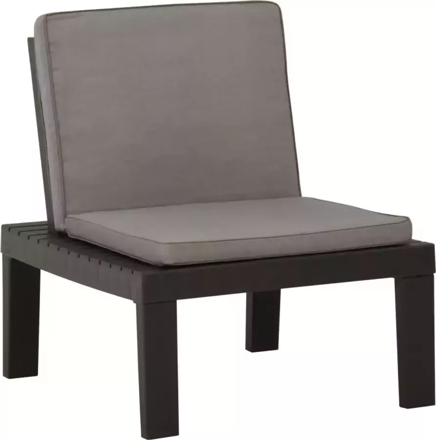Prolenta Premium Loungestoel met kussen kunststof grijs