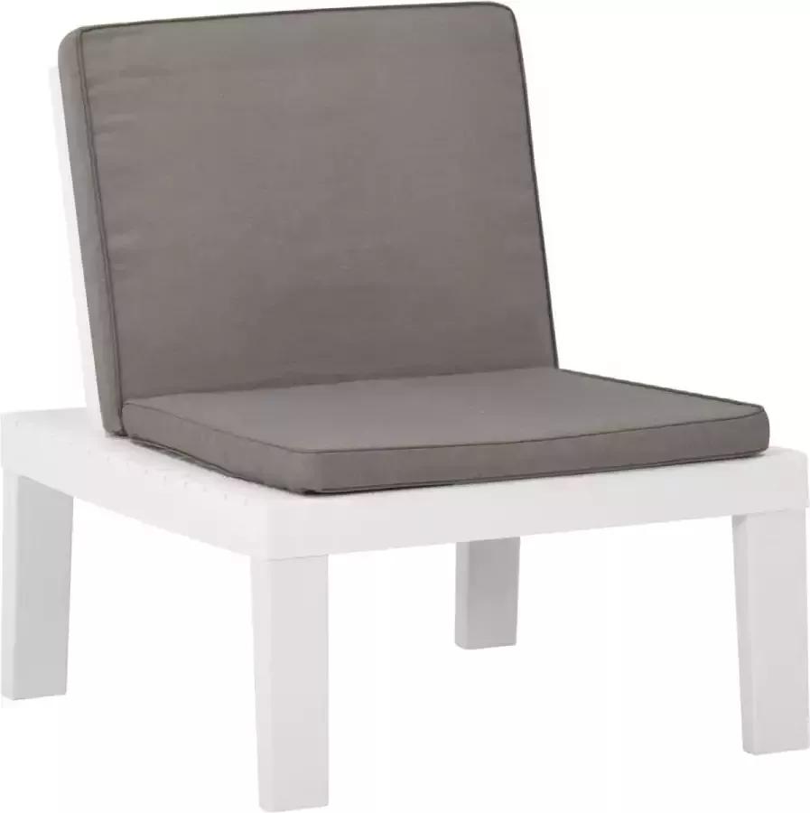 Prolenta Premium Loungestoel met kussen kunststof wit