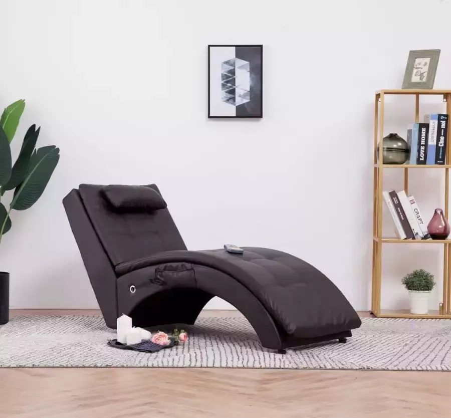 Prolenta Premium Massage chaise longue met kussen kunstleer bruin