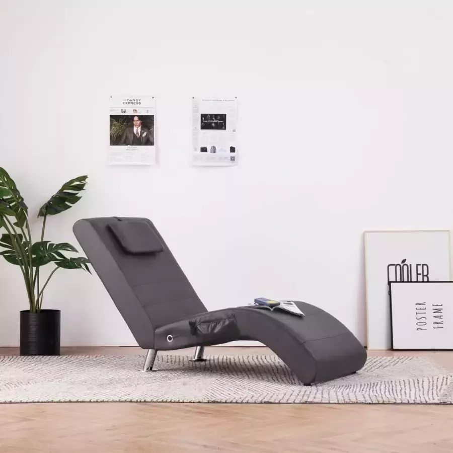 Prolenta Premium Massage chaise longue met kussen kunstleer grijs