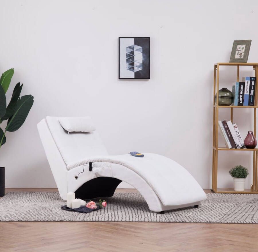 Prolenta Premium Massage chaise longue met kussen kunstleer wit
